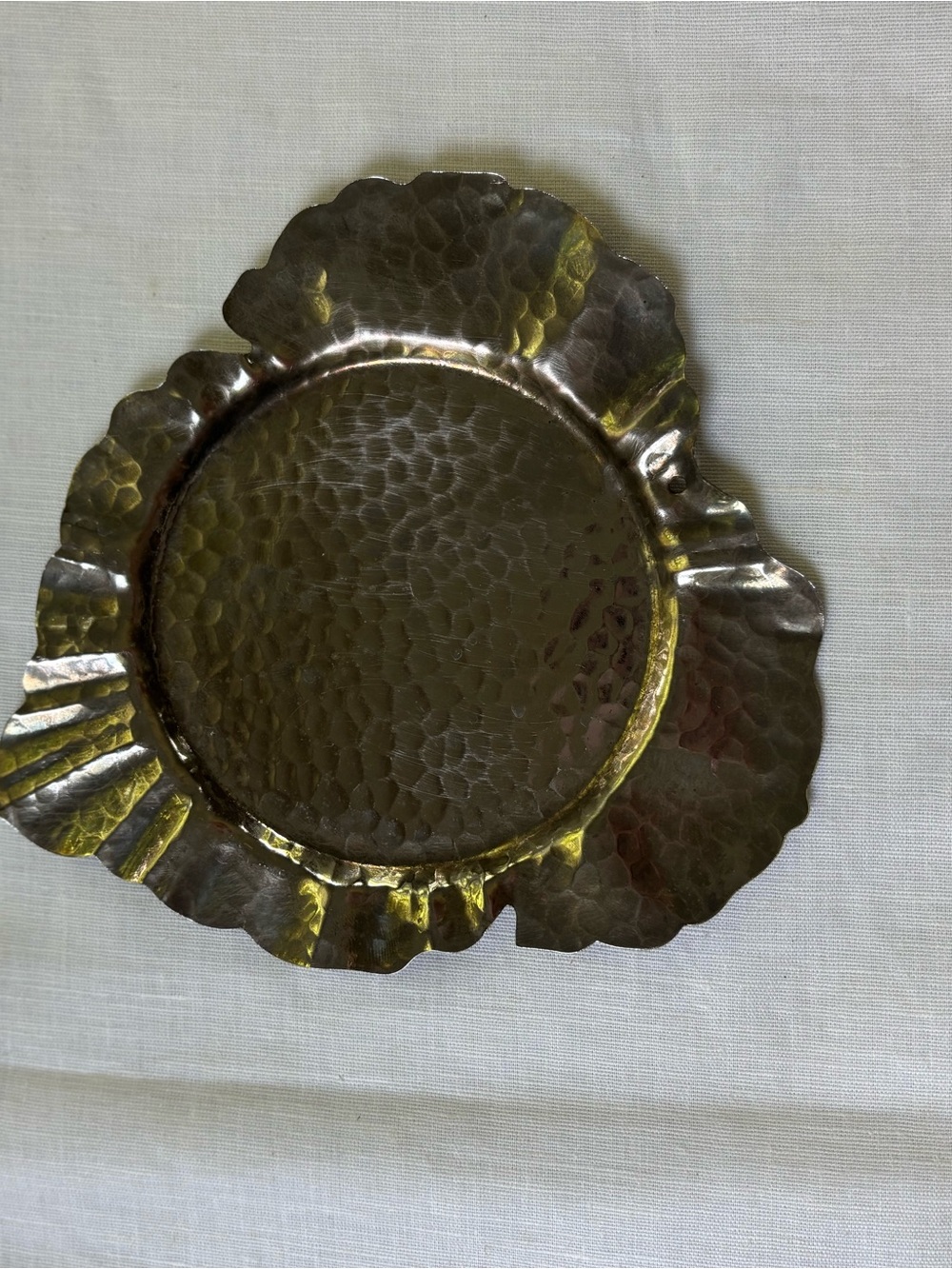 Vintage Hammered Metal Dish or Candle Tray